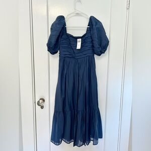 NWT Abercrombie & Fitch Emerson Puff Sleeve Midi Dress, Size Small Petite